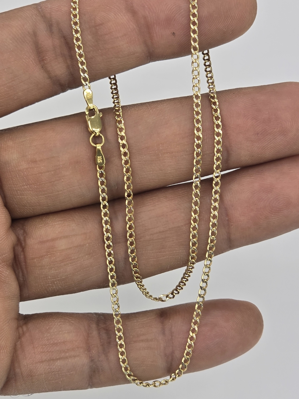 10k Real Gold Cuban Diamond Cut Chain 1.9 Mm 16 Inches